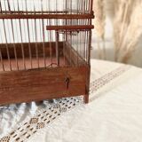 Cage à oiseaux ancienne en bois et acier