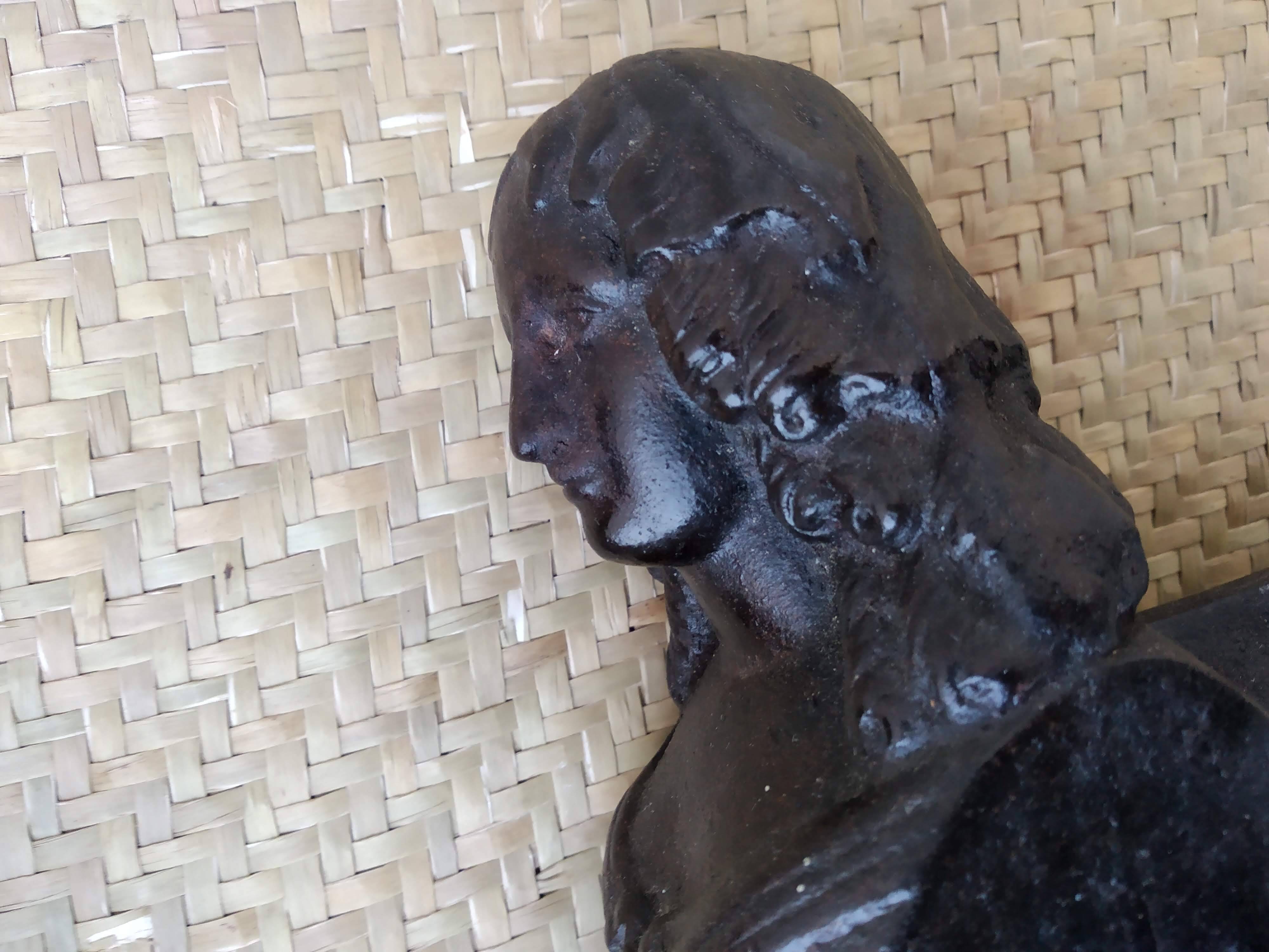 Pair of bust fireplace andirons Louise de La Vallière XIX