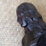 Pair of bust fireplace andirons Louise de La Vallière XIX