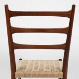 Teak dining chairs with braided rope seat, Belgium 1960s