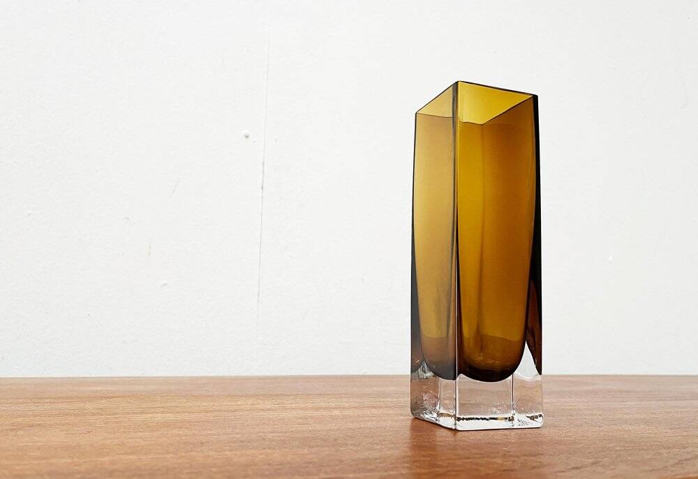 Mid-century minimalist amber coloured glass vase, 1960s.