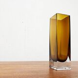 Mid-century minimalist amber coloured glass vase, 1960s.