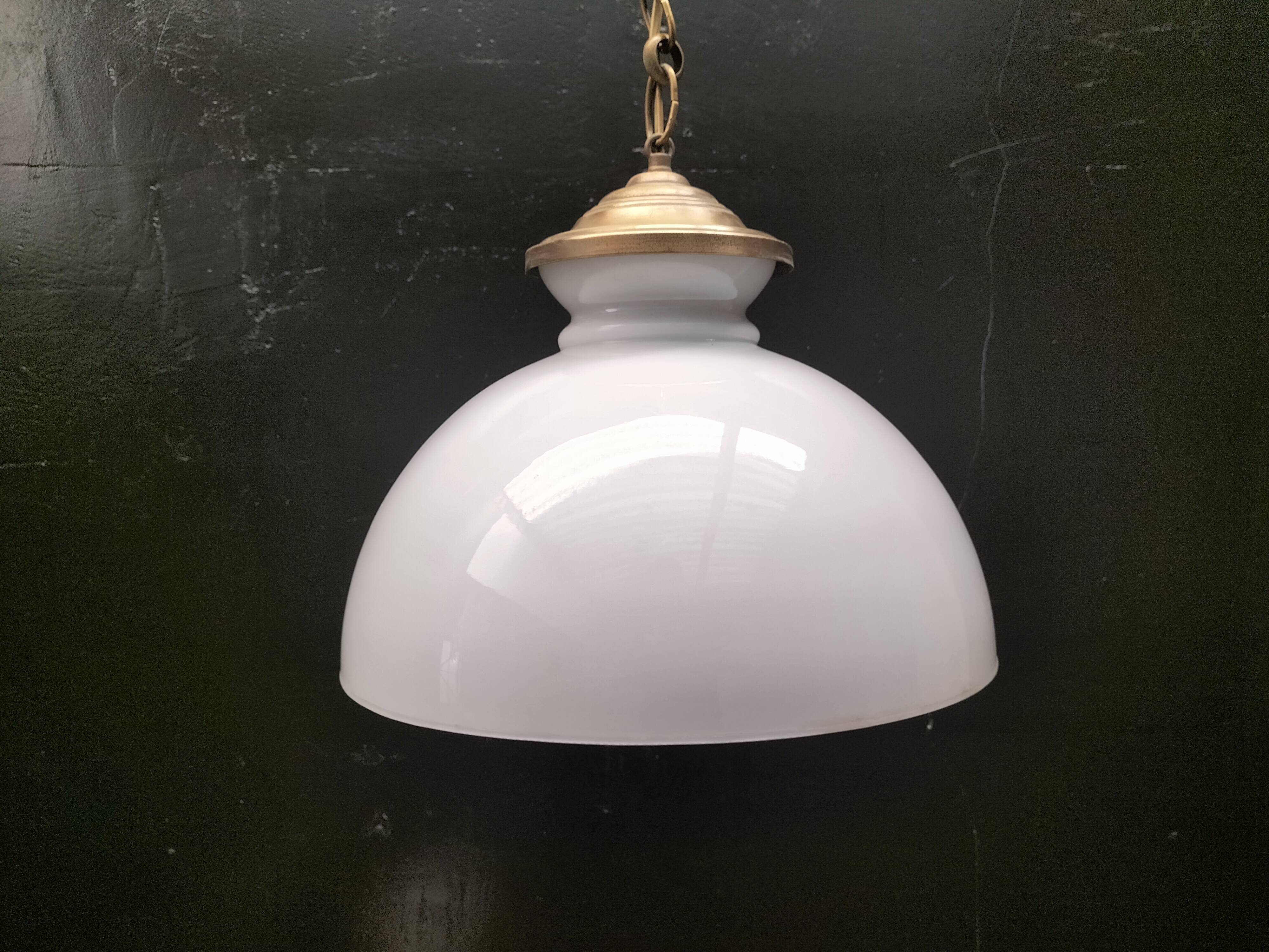 Large opaline pendant light