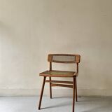 Teak wood and cane chair design, SNA Roset / Landault 1950-60