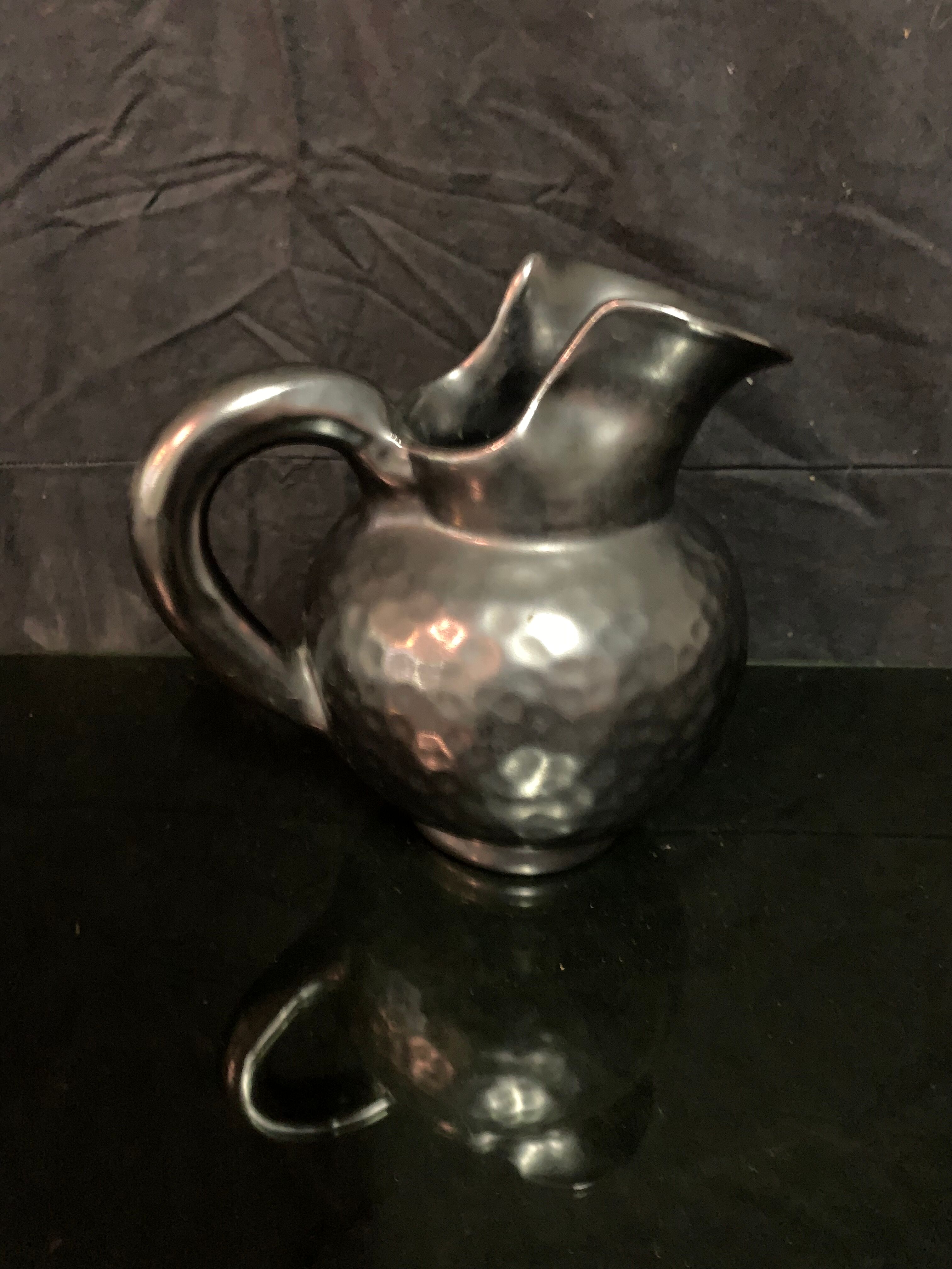 Vallauris pitcher in black enamelled ceramic