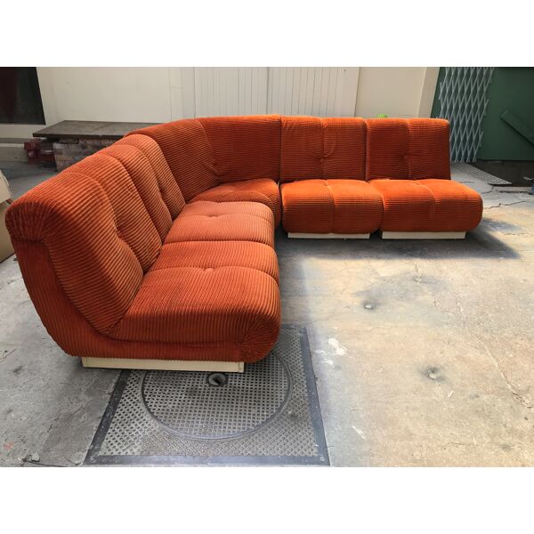 Orange modular sofa from the 70s | Selency