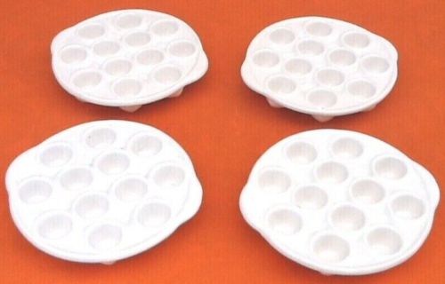 4 dishes / snail plates white ceramic 12 holes