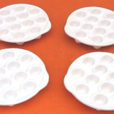 4 dishes / snail plates white ceramic 12 holes
