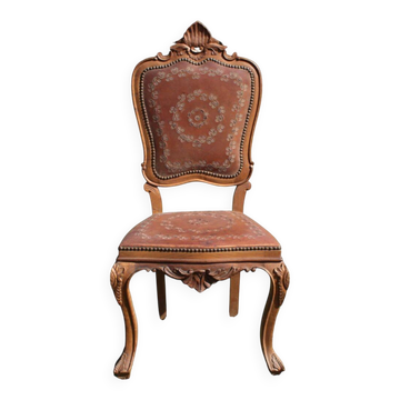 Chaise baroque cuir marron