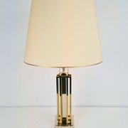 Geometric Brass and Chrome Table Lamp by Willy Daro, France, 1970