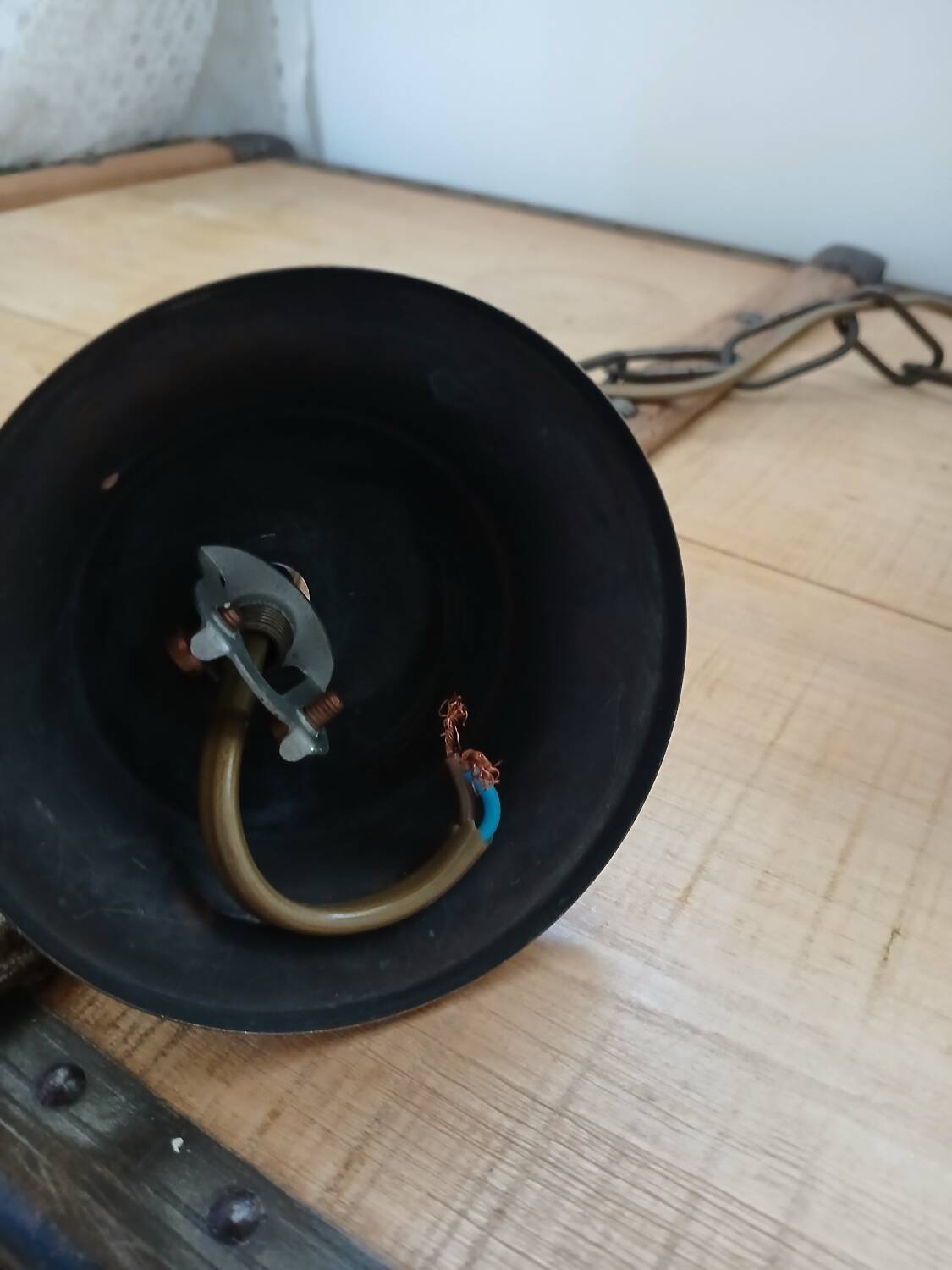 Vintage frosted blown glass pendant light