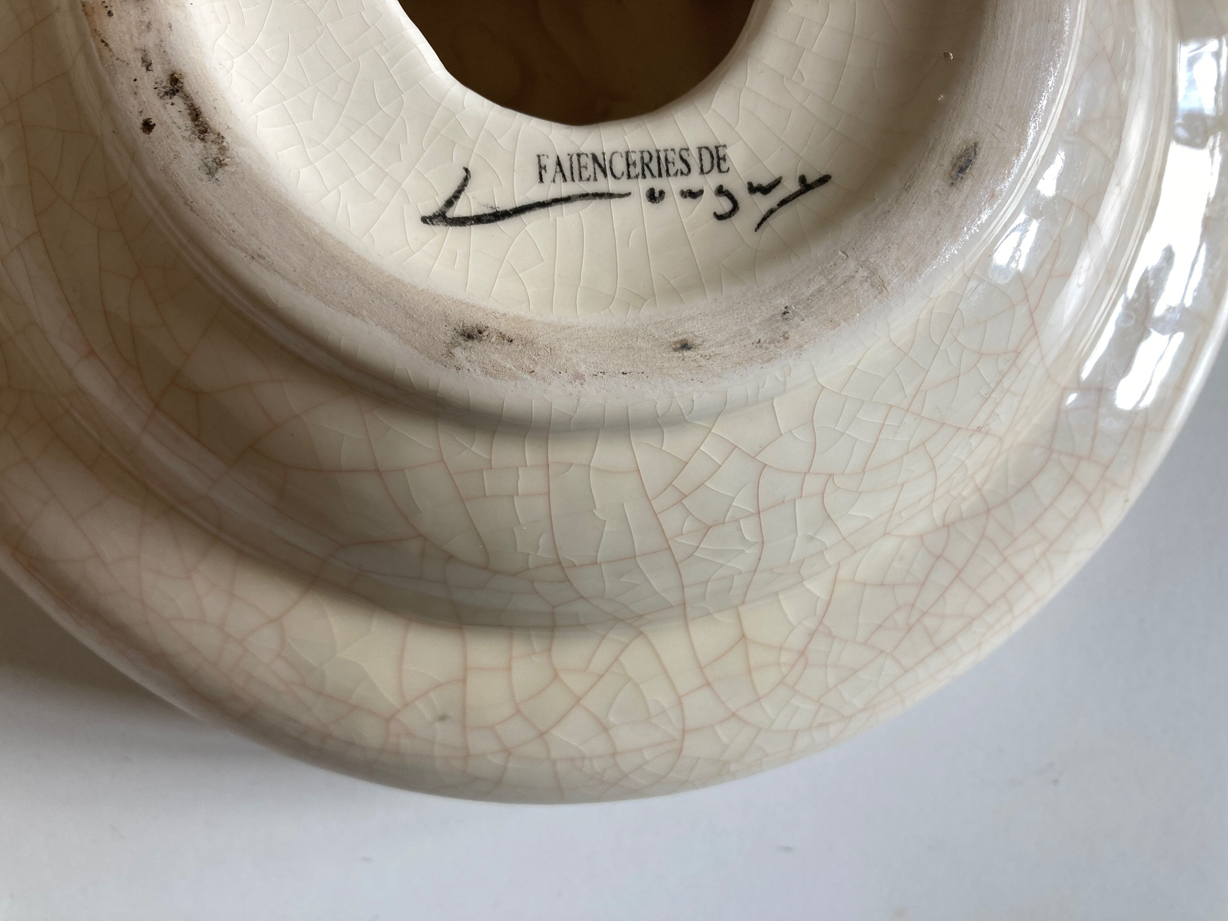 Empty pocket modernist swirl 1960 faience de Longwy