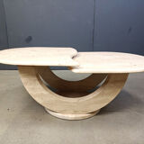 Vintage two tier travertine coffee table, 1970s