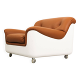 Space Age Fiberglass Lounge Chair in cognac leather, 1970s