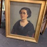 Oil on canvas signed Giraudeau 1930 portrait of a woman.
