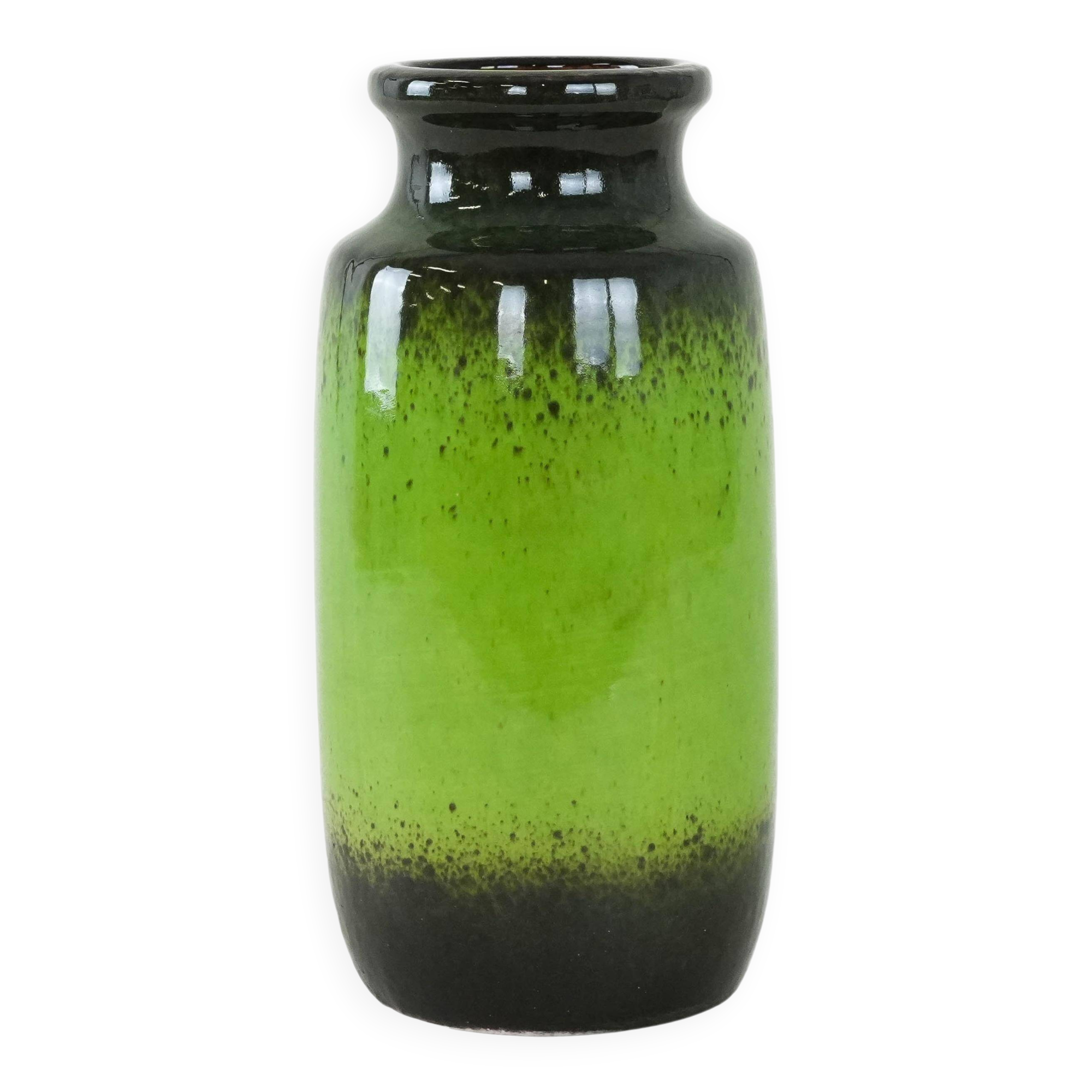 Green ceramic vase, German design, 1970s, made in Germany