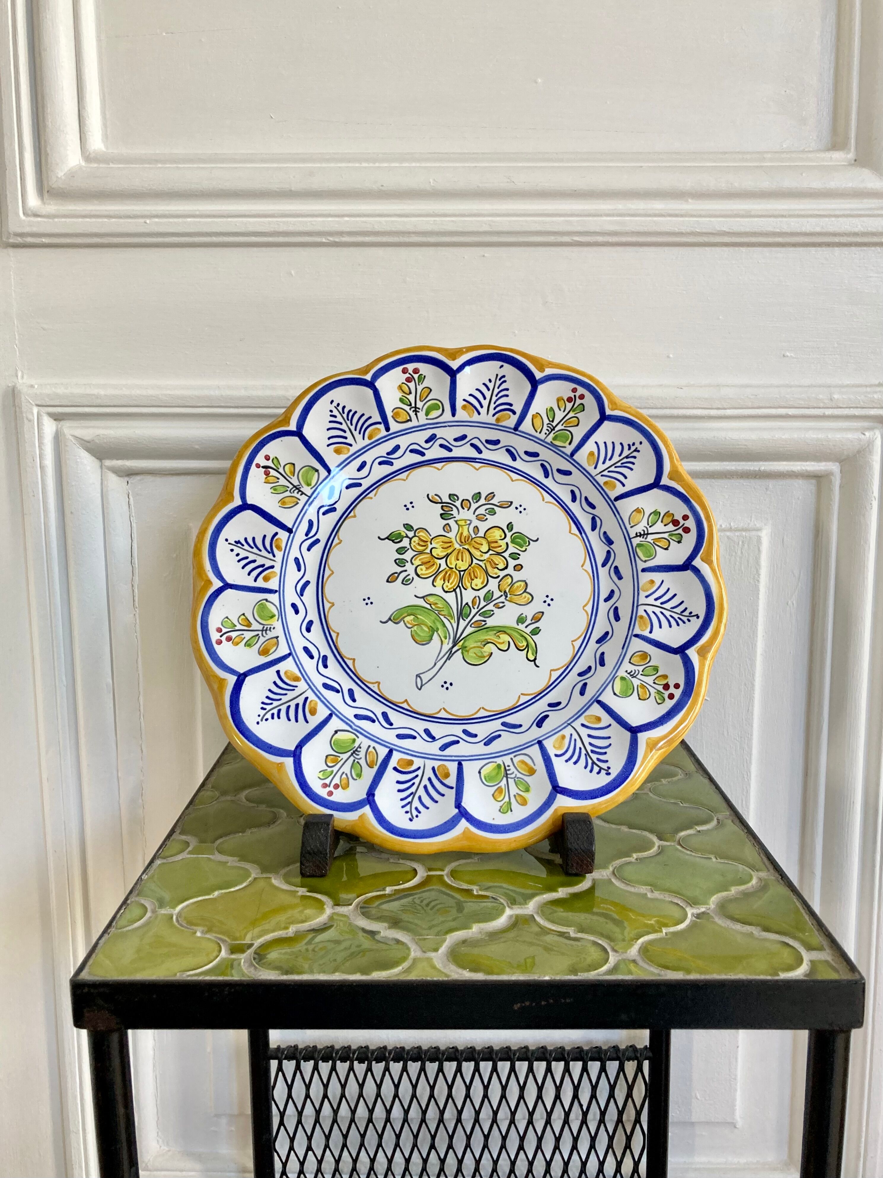 Hand-painted ceramic cake plate