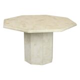 Vintage Octagonal Dining Table Travertine Natural Stone Italy 70s