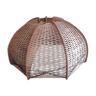 Scandinavian suspension in wood and raffia 70s