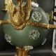 3-light chandelier with swan heads, Empire style - bronze & glass
