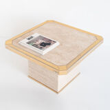 Vintage travertine coffee table edited by Fedam. Belgium, 80s