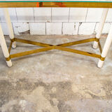 Console in lacquered wood, brass and glass Italy 70s