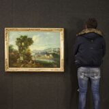 Peinture de paysage huile sur toile du 20ème siècle