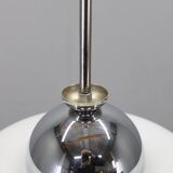 Italian mid-century glass pendant lamp chrome ceiling light 1960s
