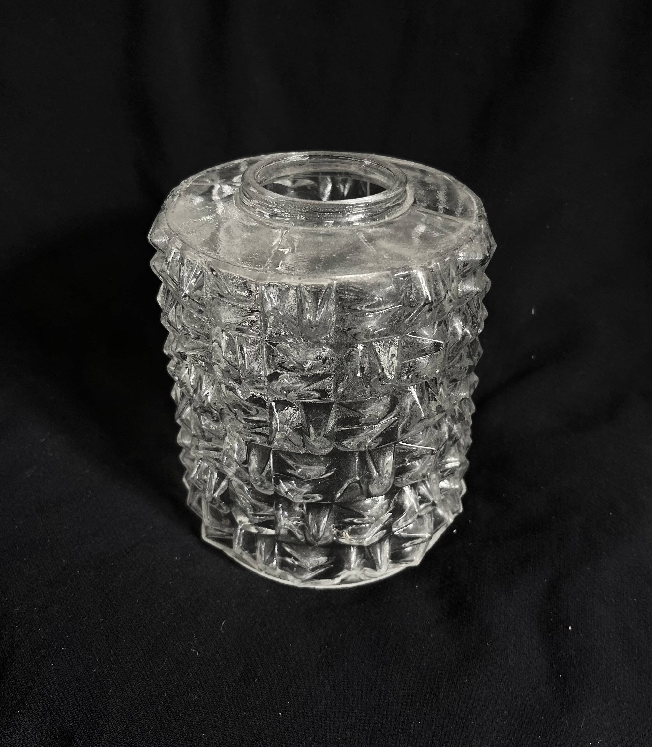 Small cylindrical molded glass pendant light