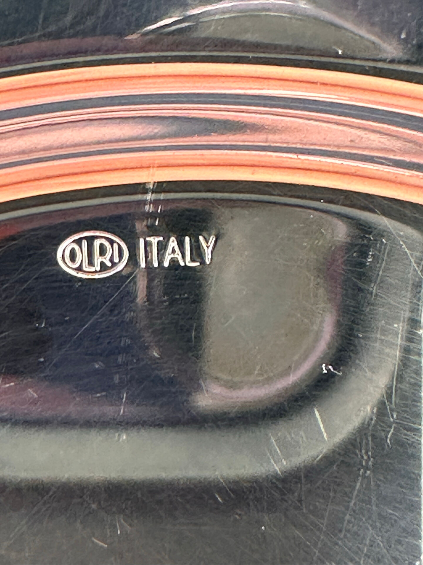 Olry Italy silver-plated presentation bell with tray and glass.