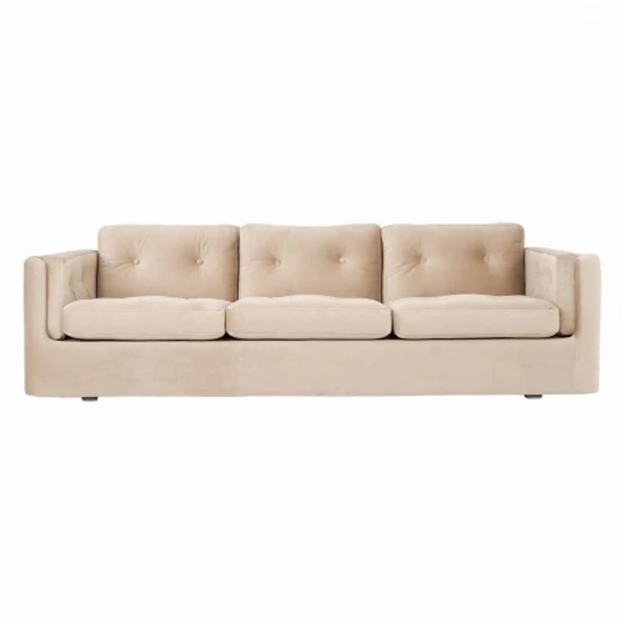 Sofa BERGEN en velours beige, design scandinave
