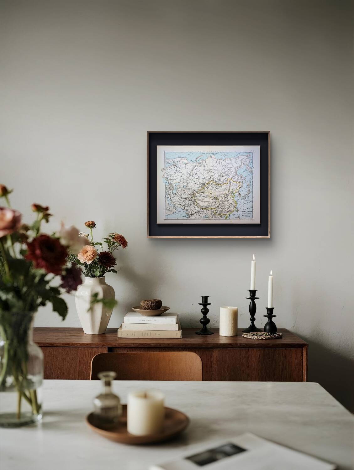 Russian and Chinese Empires, period map, 1887, Authentic.