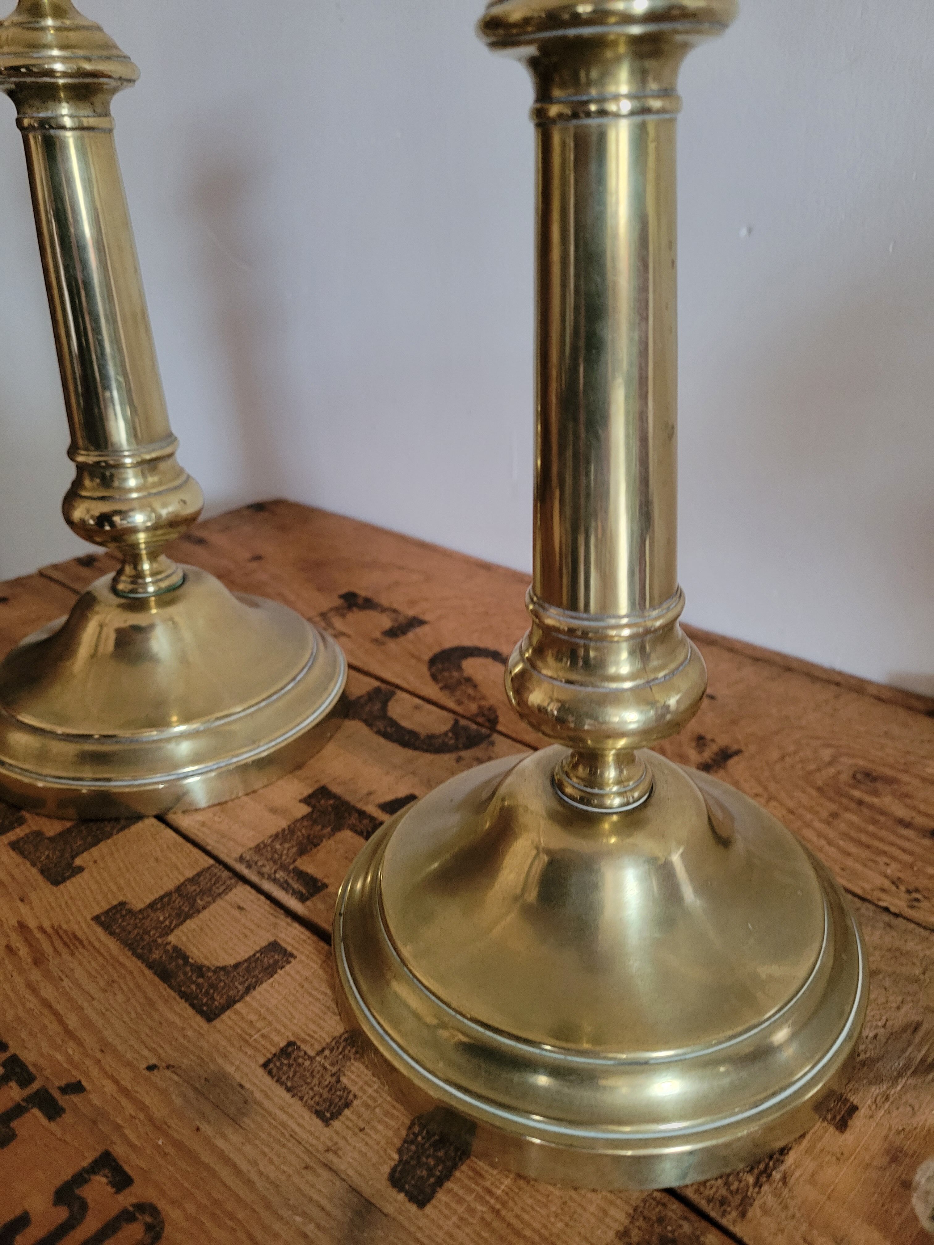 Pair of Louis Philippe brass candle holders