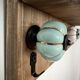 Wooden key holder shelf with hooks and ceramic knobs
