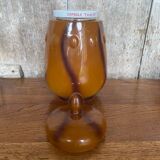 Antique Orange Marbled Glass Jar Pot + Vintage Kitchen Lid #B721
