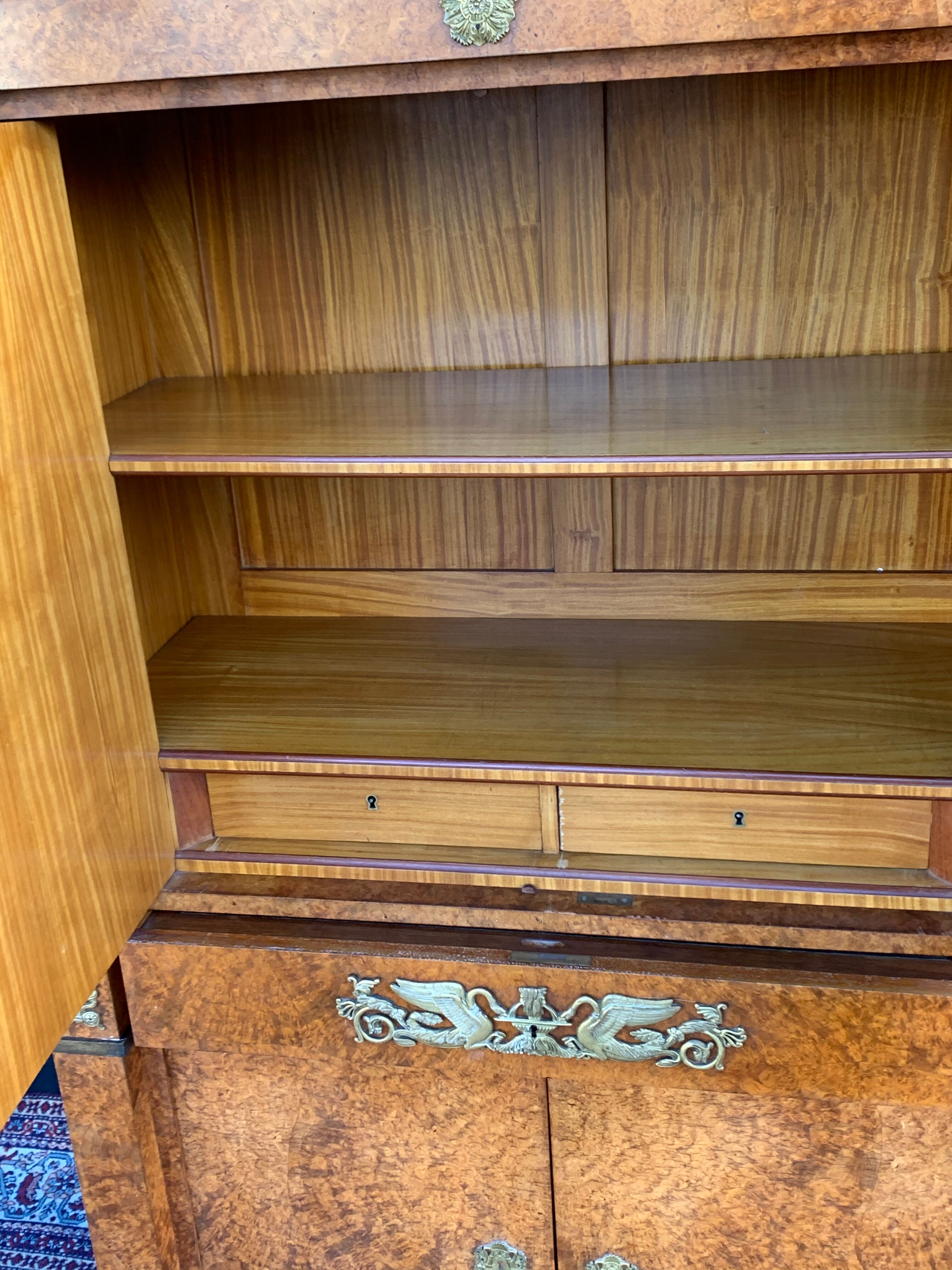 Secretary cabinet in amboine magnifying glass