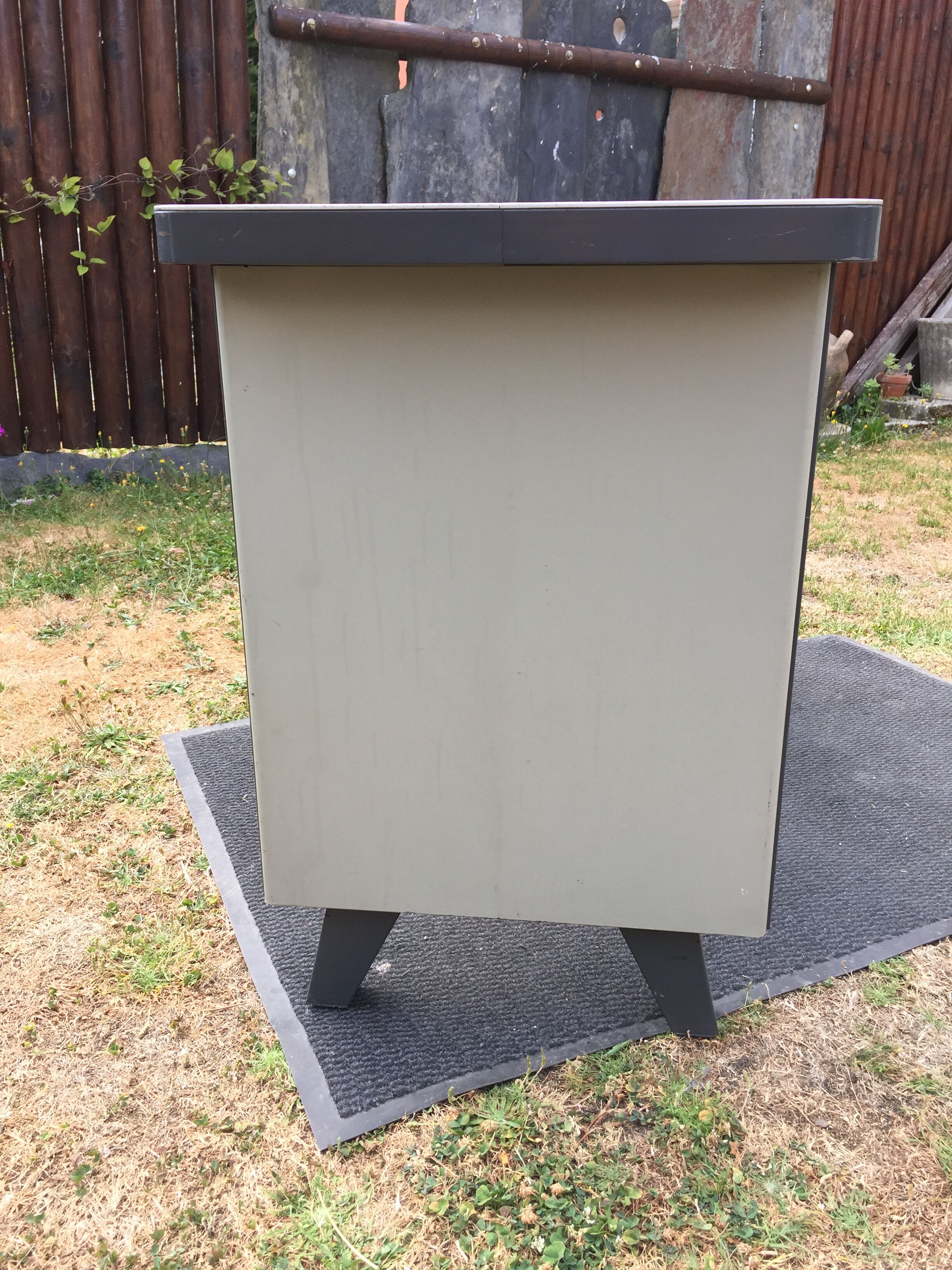 Modernist industrial and vintage console table in Stafor brand metal