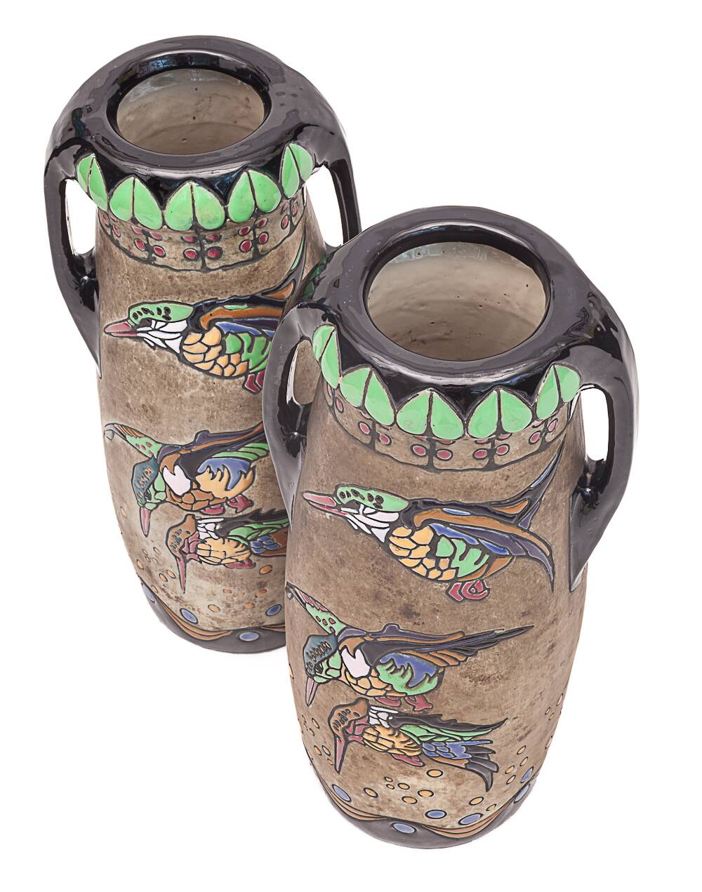 Pair of large Art Nouveau amphorae