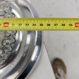 Plafonnier vintage, bague chromée et abat-jour en verre bullé