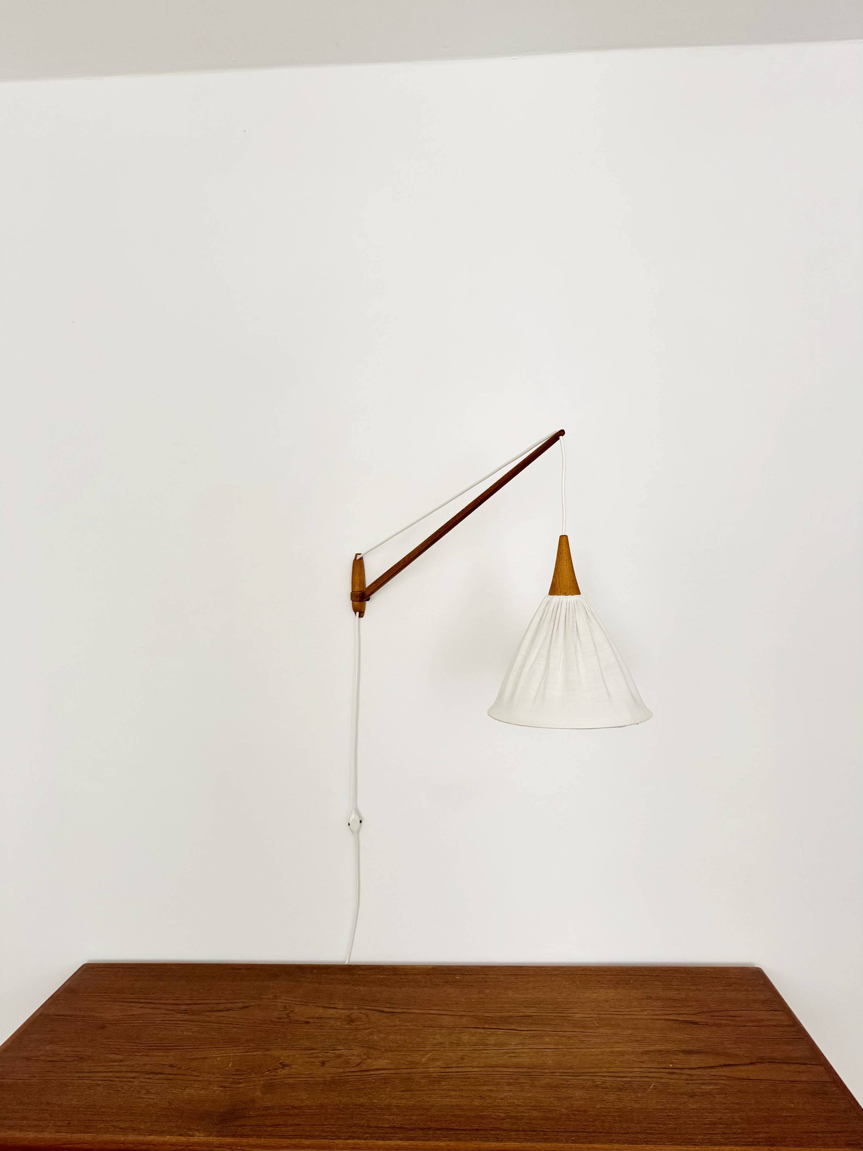 Danish Adjustable Oak Wall Lamp by Uno and Östen Kristiansson