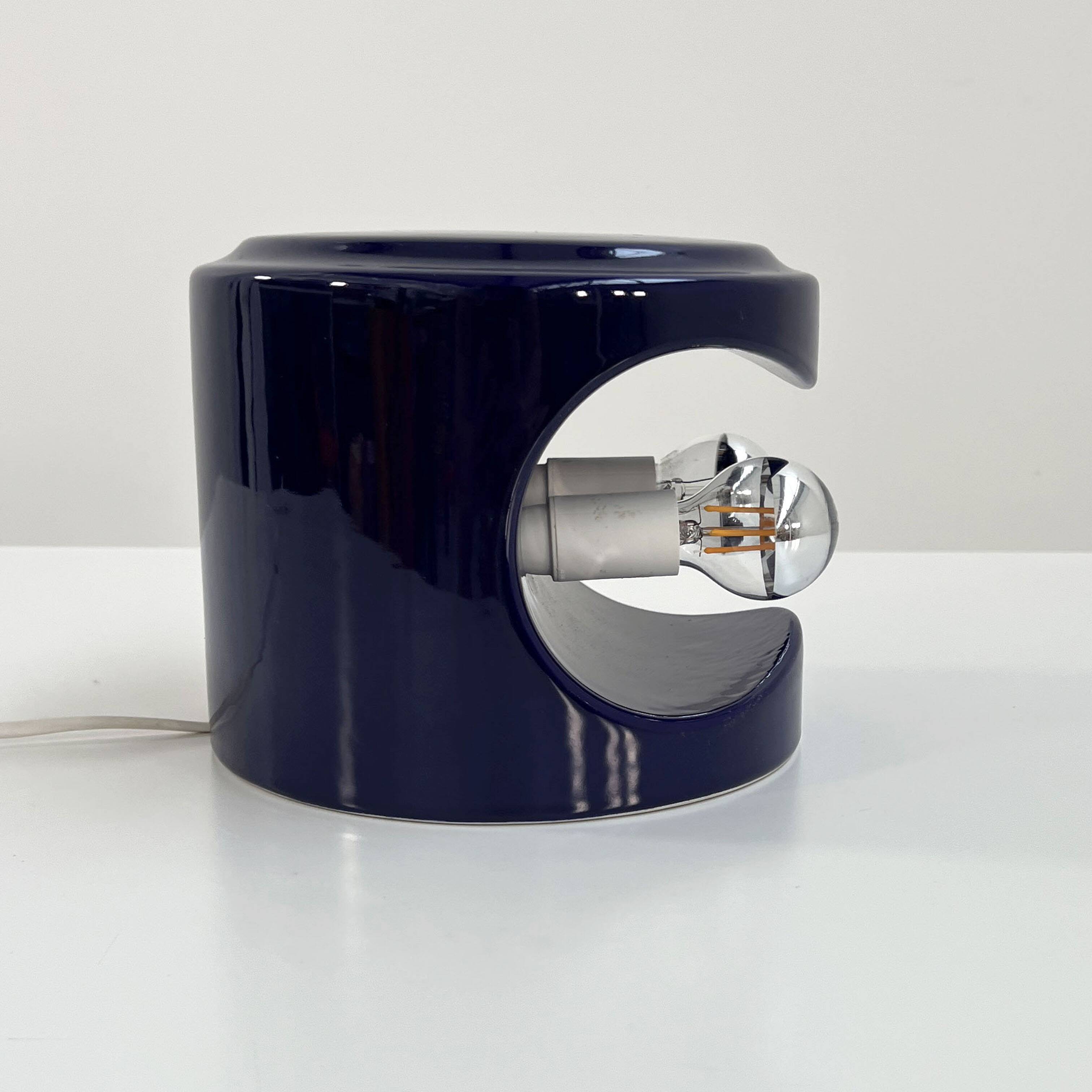 Blue night / mauve ceramic table lamp by Perdomello 70, 1970