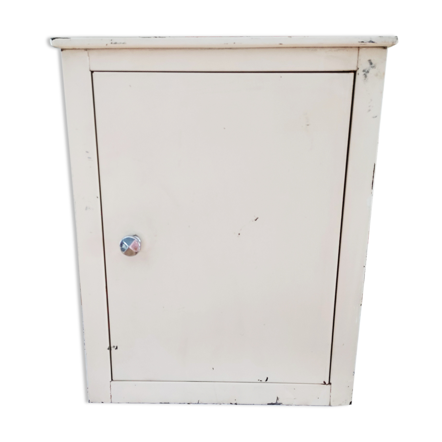 Armoire à pharmacie vintage années 50 en métal beige patiné
