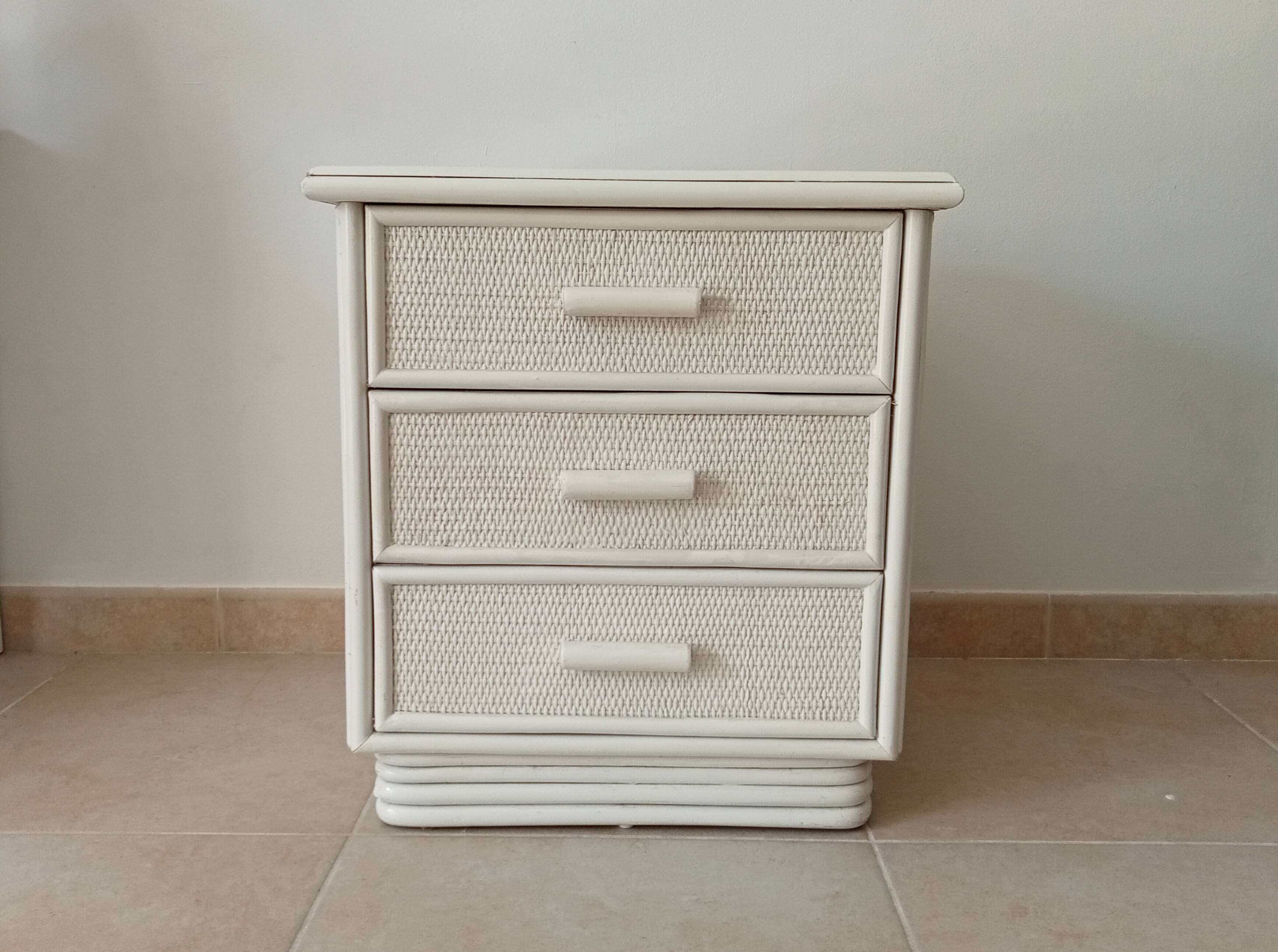 Vintage rattan bedside table from the 70s/80s