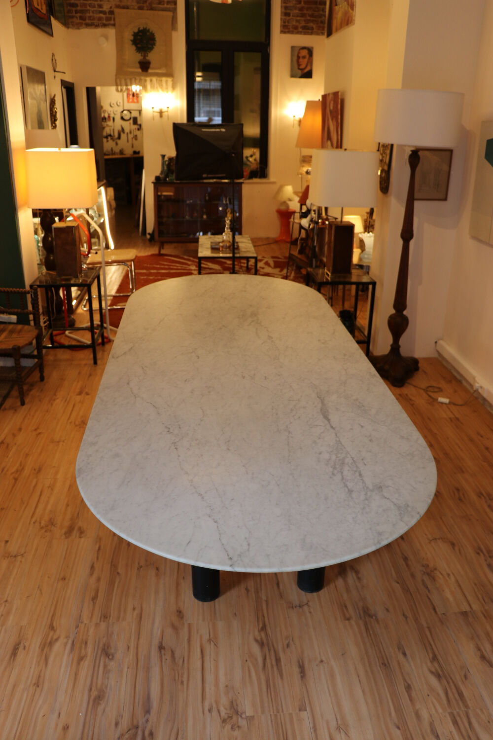 Large marble dining table, 1980s