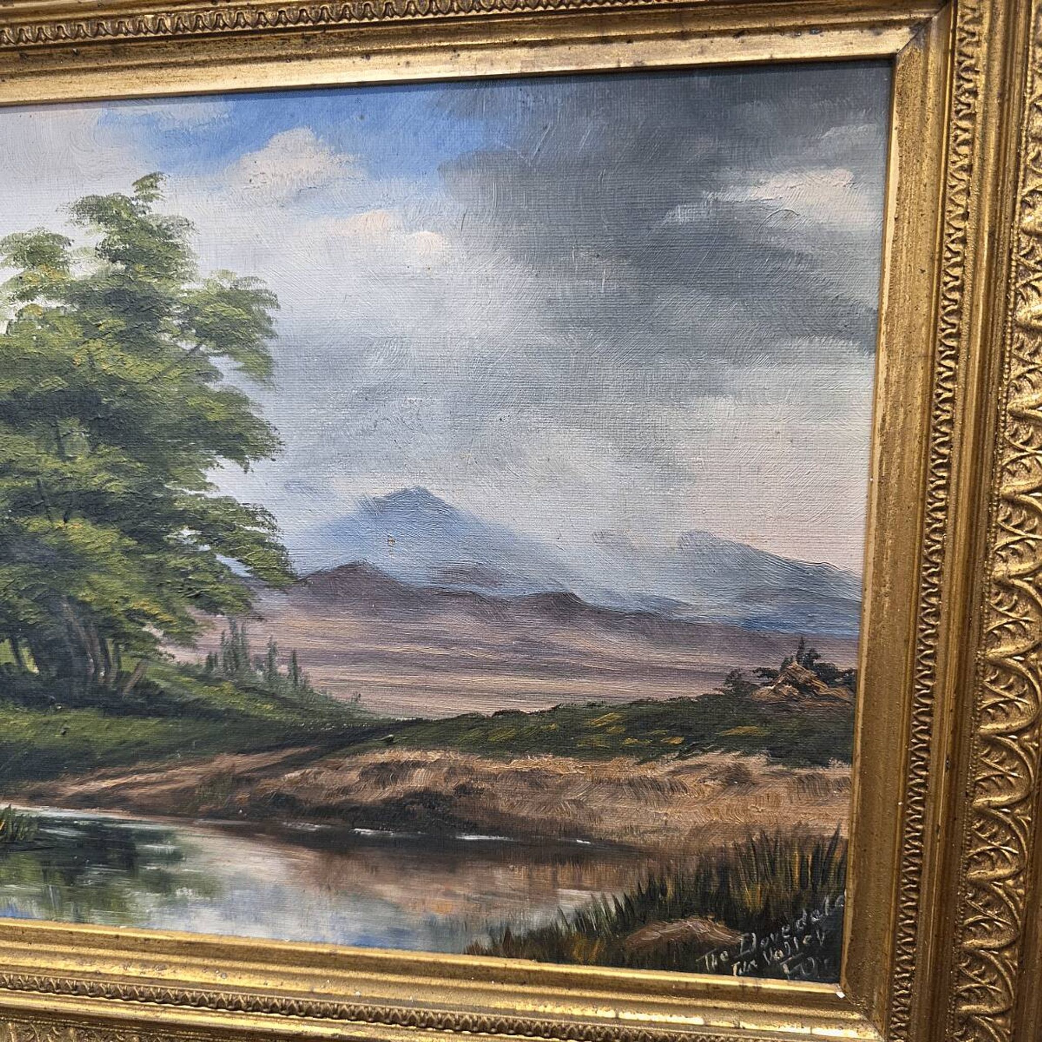 Ancienne peinture intitulée The Dovedale, datant d'environ 1900.
