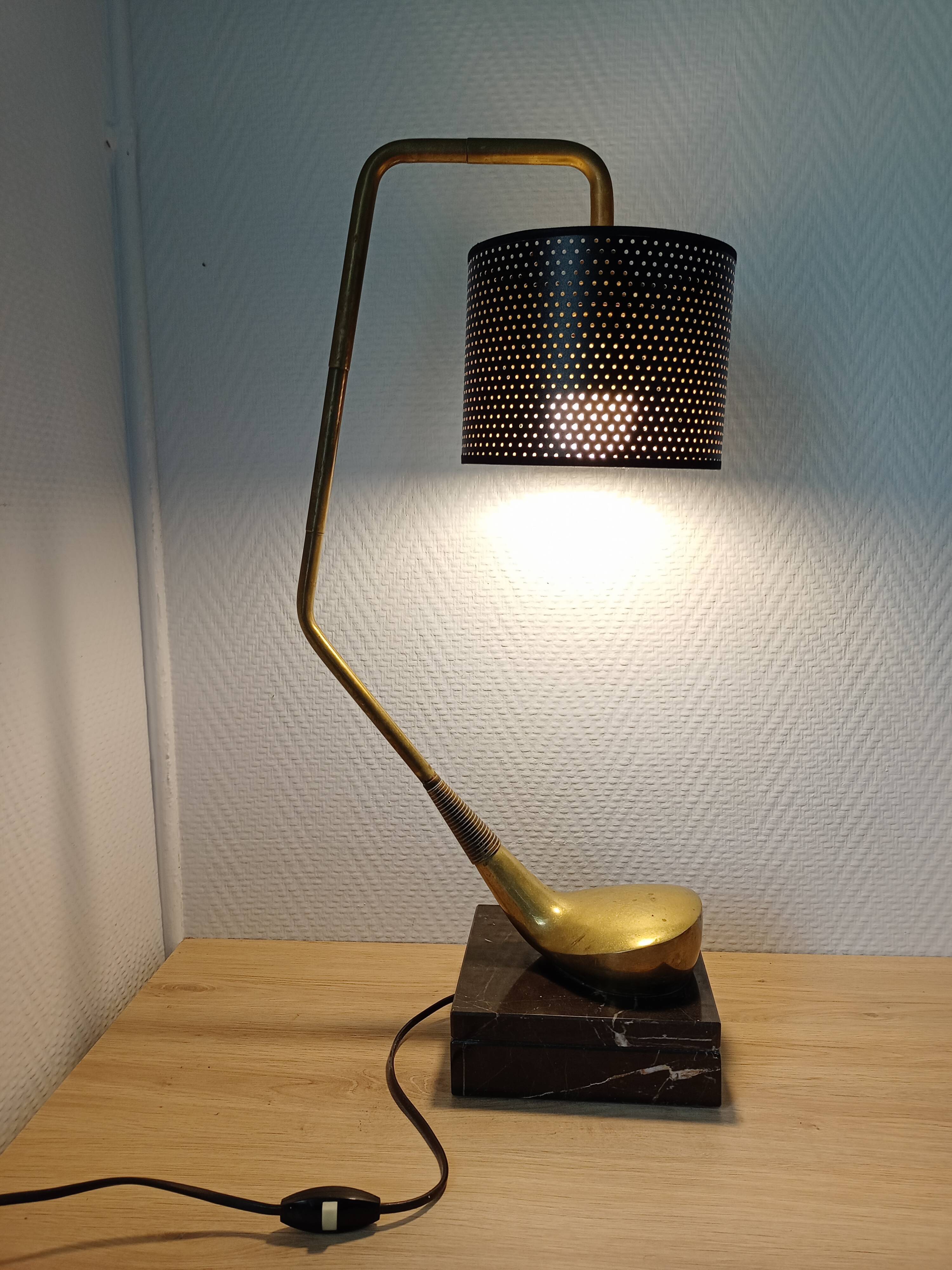 Lampe club de golf bronze et marbre