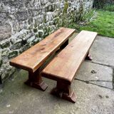 Pair of solid oak benches