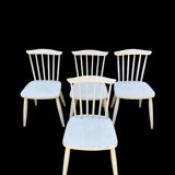 Series of 4 vintage solid wood chairs Scandinavian style