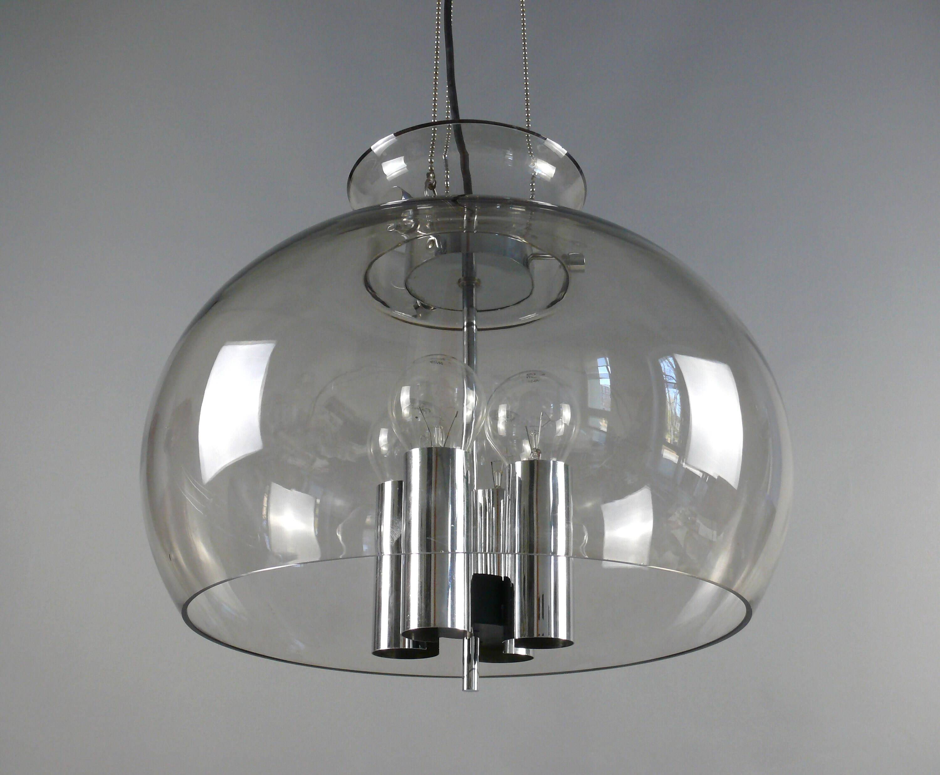 Four-light glass pendant lamp, Glashütte, Limburg, 1970s, pendant, ceiling light