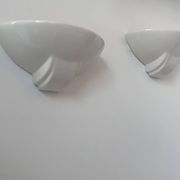 Pair of vintage porcelain wall lights, white, France 1970